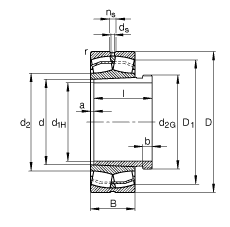 �{(di��o)�ĝL���S�� 22319-E1-K-T41A + AHX2319, ����(j��) DIN 635-2 ��(bi��o)��(zh��n)����Ҫ�ߴ�, ���F�׺���ж��