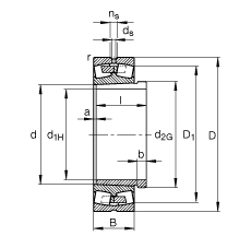 �{�ĝL���S�� 22340-K-MB + AH2340, ����(j��) DIN 635-2 �˜ʵ���Ҫ�ߴ�, ���F�׺���ж��